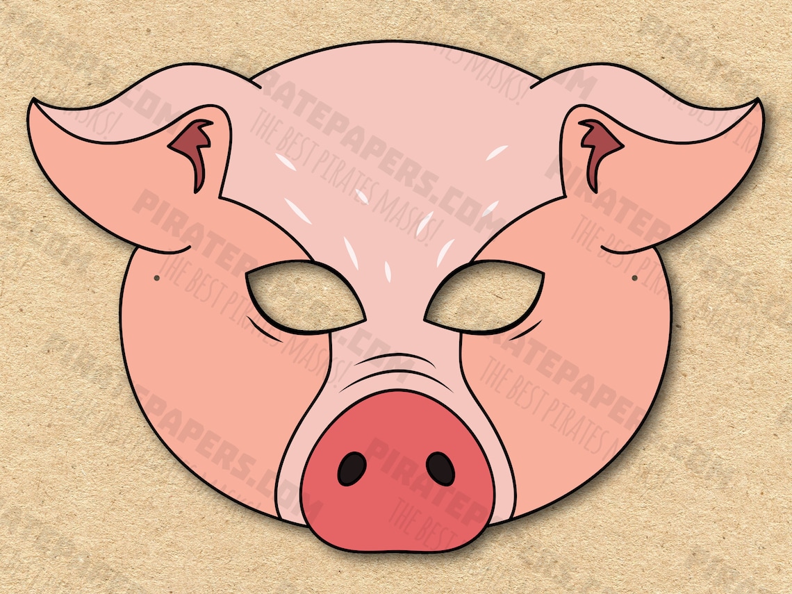 Pig Mask Printable, Paper DIY for Kids and Adults. PDF Template