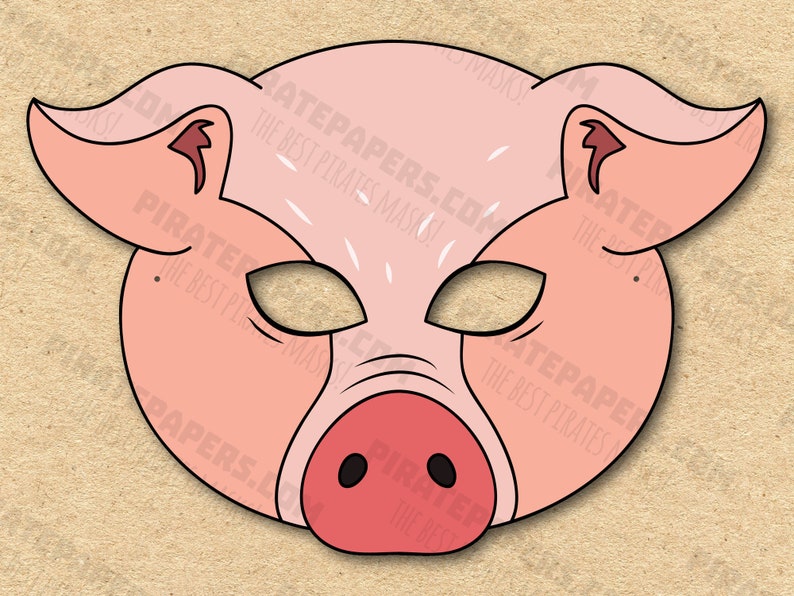 Pig Mask Printable, Paper DIY for Kids and Adults. PDF Template