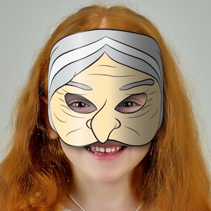 Old Woman Mask Printable, Paper DIY for Kids and Adults. PDF Template ...