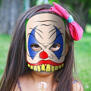 Scary Clown Mask Printable, Paper DIY for Kids and Adults. PDF Template ...