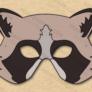 Raccoon Mask Printable, Paper DIY For Kids And Adults. PDF Template. Instant Download. For Birthdays, Halloween, Party, Costumes.