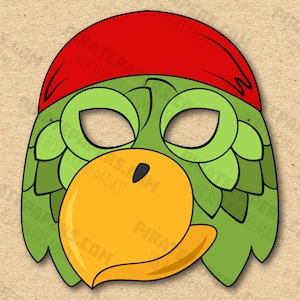 Pirate&#39;s Parrot Mask Printable, Paper DIY For Kids And Adults. PDF Template. Instant Download. For Birthdays, Halloween, Party, Costumes.