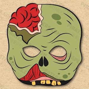 Zombie Mask Printable, Paper DIY For Kids And Adults. PDF Template. Instant Download. For Birthdays, Halloween, Party, Costumes.