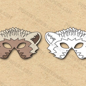 Hedgehog Masks Printable Color + Coloring, Paper DIY For Kids And Adults. PDF Template. Instant Download. Birthdays, Halloween, Costumes.