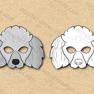 Dog Color Mask Dog Poodle Masks Printable Color + Coloring Breed, Paper DIY for Kids ...