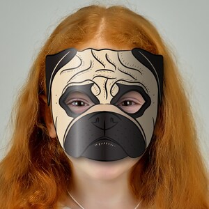 Pug Mask Printable, Paper DIY for Kids and Adults. PDF Template ...