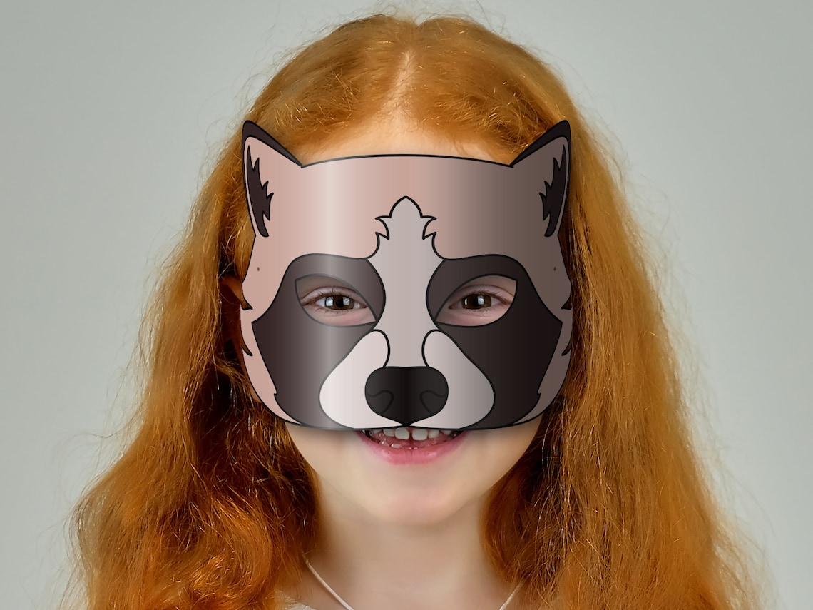 Raccoon Mask Printable, Paper DIY for Kids and Adults. PDF Template ...