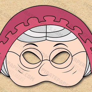 Grandma Mask Printable (Little Red Riding Hood), Paper DIY For Kids And Adults. PDF Template. Instant Download. For Birthdays, Halloween.