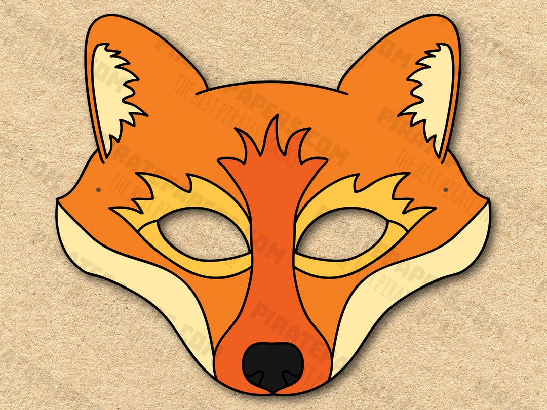Fox Mask Printable, Paper DIY for Kids and Adults. PDF Template