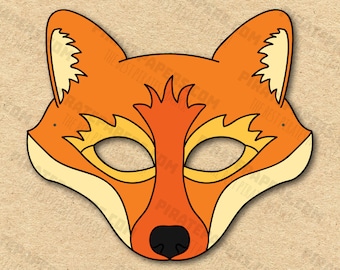 Fox Mask Printable, Paper DIY For Kids And Adults. PDF Template. Instant Download. For Birthday, Halloween, Party, Costumes.