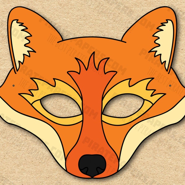 Fox Mask Printable, Paper DIY For Kids And Adults. PDF Template. Instant Download. For Birthday, Halloween, Party, Costumes.