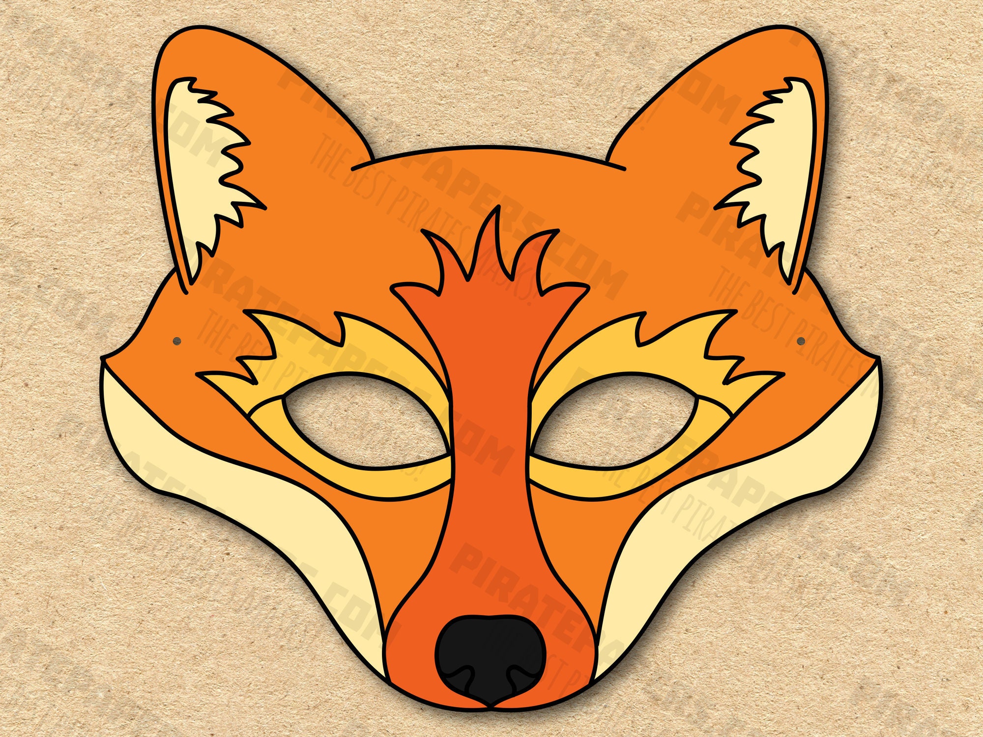 Fox Mask Printable Paper DIY for Kids and Adults. PDF Etsy