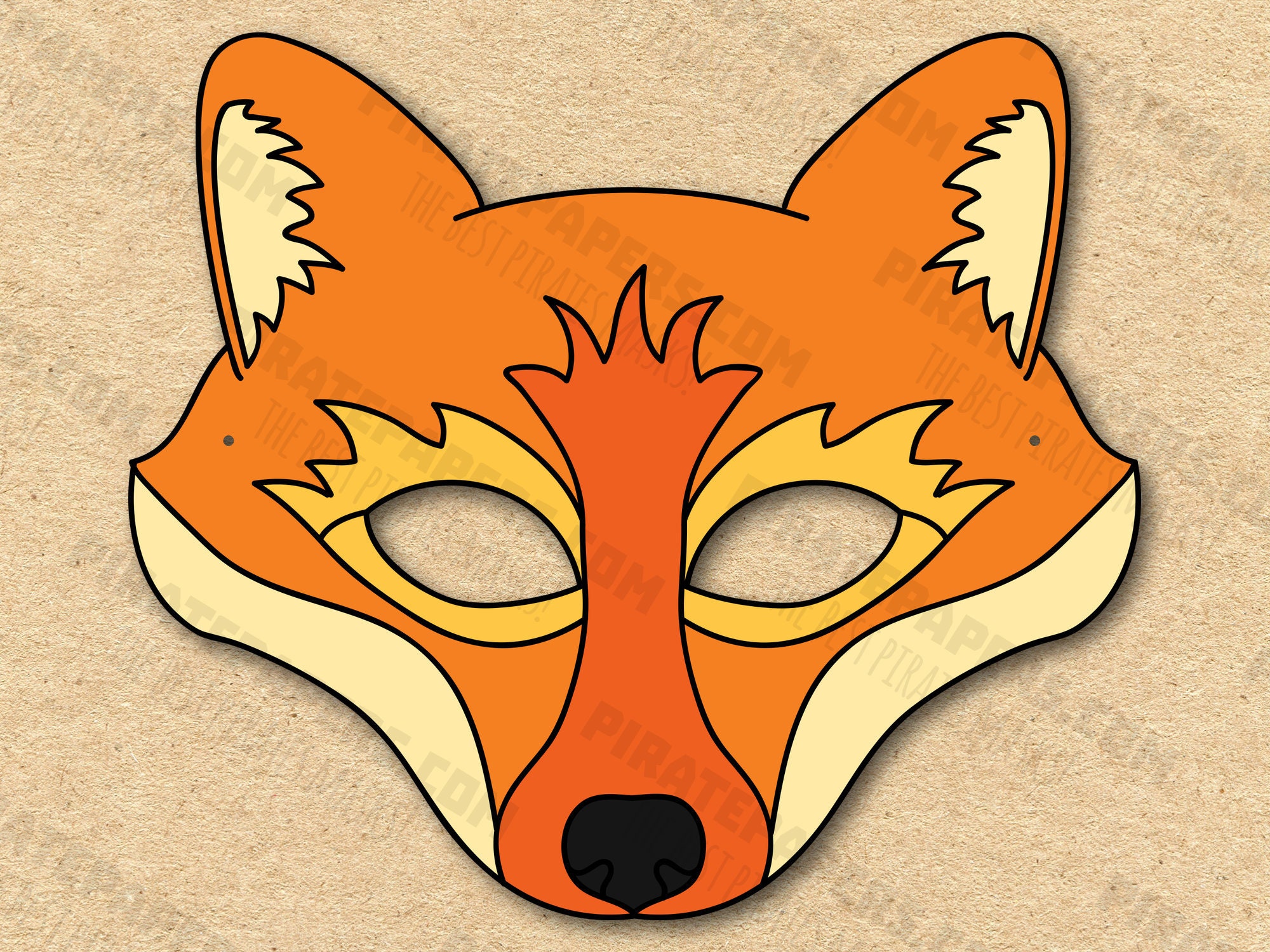 Fox Mask Printable, Paper DIY for Kids and Adults. PDF Template. Instant Download. for Birthday, Halloween, Party, Costumes.