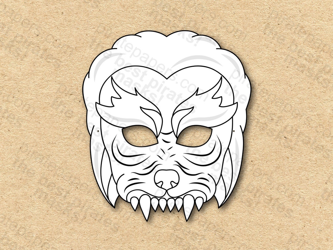 Werewolf Mask Printable Coloring Paper DIY for Kids and Etsy Werewolf Mask Printable Coloring Paper DIY for Kids and Etsy