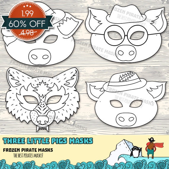 60% OFF SALE The Three Little Pigs Printable Coloring Masks | Etsy