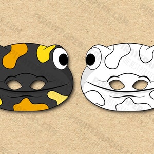 Salamander Masks Printable Color + Coloring, Paper DIY for Kids and ...