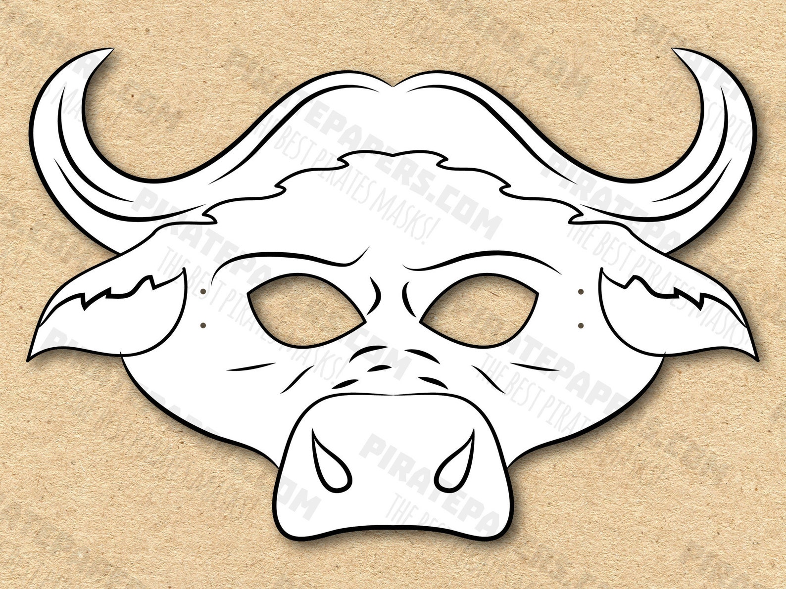 African Animals 2 Masks Printable Coloring, Rhino, Buffalo, Crocodile ...