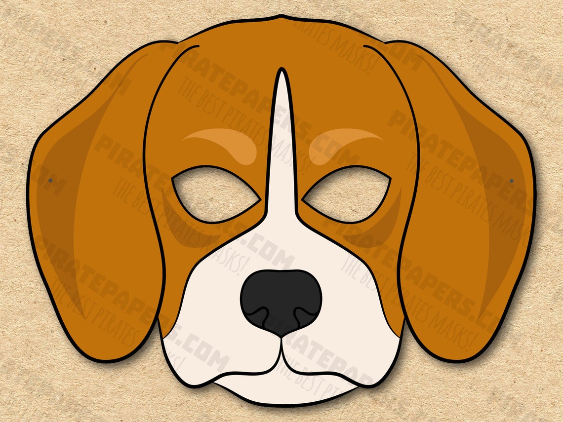 Dog Beagle Mask Printable Breed, Paper DIY for Kids and Adults. PDF