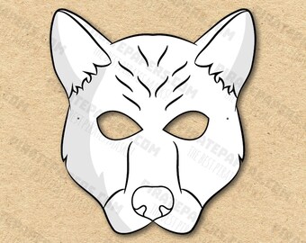 Dingo Mask Printable Coloring, Paper DIY For Kids And Adults. PDF Template. Instant Download. For Birthdays, Halloween, Party, Costumes.