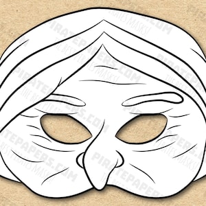 Máscara de anciano imprimible, bricolaje de papel para niños y adultos.  Plantilla PDF. Descarga instantánea. Para cumpleaños, Halloween, fiestas,  disfraces. -  México