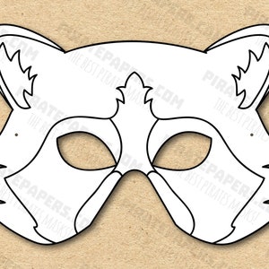 Raccoon Mask Printable Coloring, Paper DIY For Kids And Adults. PDF Template. Instant Download. For Birthdays, Halloween, Party, Costumes.