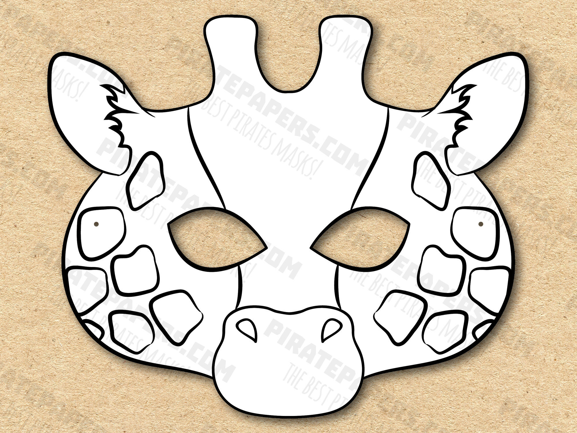 Giraffe Mask Printable Coloring, Paper DIY For Kids And Adults. PDF Template. Instant Download. For Birthdays, Halloween, Party, Costumes.