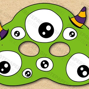 Monster #6 Mask Printable, Paper DIY For Kids And Adults. PDF Template. Instant Download. For Birthday, Halloween, Party, Costumes.