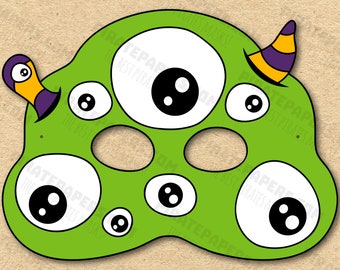 Monster 3 Mask Printable Paper DIY for Kids and Adults. PDF - Etsy