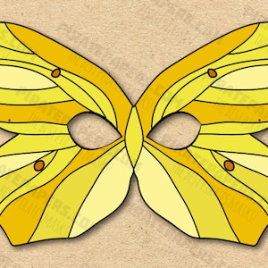Butterfly Mask Printable Brimstone, Paper DIY For Kids And Adults. PDF Template. Instant Download. For Birthdays, Halloween, Party, Costumes