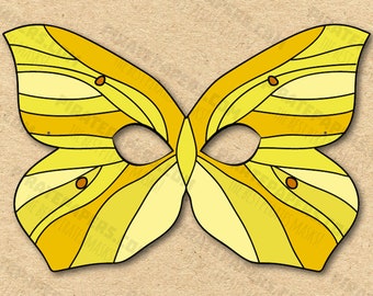 Butterfly Mask Printable Brimstone, Paper DIY For Kids And Adults. PDF Template. Instant Download. For Birthdays, Halloween, Party, Costumes