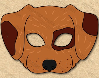 Dog Mask Printable, Paper DIY For Kids And Adults. PDF Template. Instant Download. For Birthdays, Halloween, Party, Costumes.