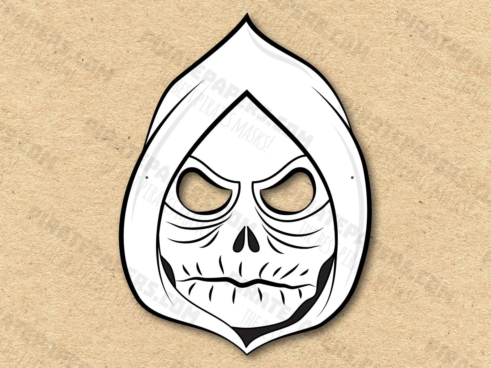 Scary Masks Printable Coloring, Creepy, Skull, Demon, Grim Reaper ...