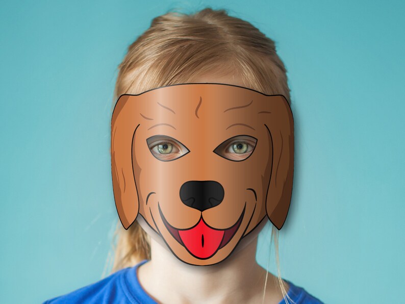 Dog Retriever Mask Printable Breed, Paper DIY For Kids And Adults. PDF Template. Instant Download. For Birthdays, Halloween, Party, Costumes image 3