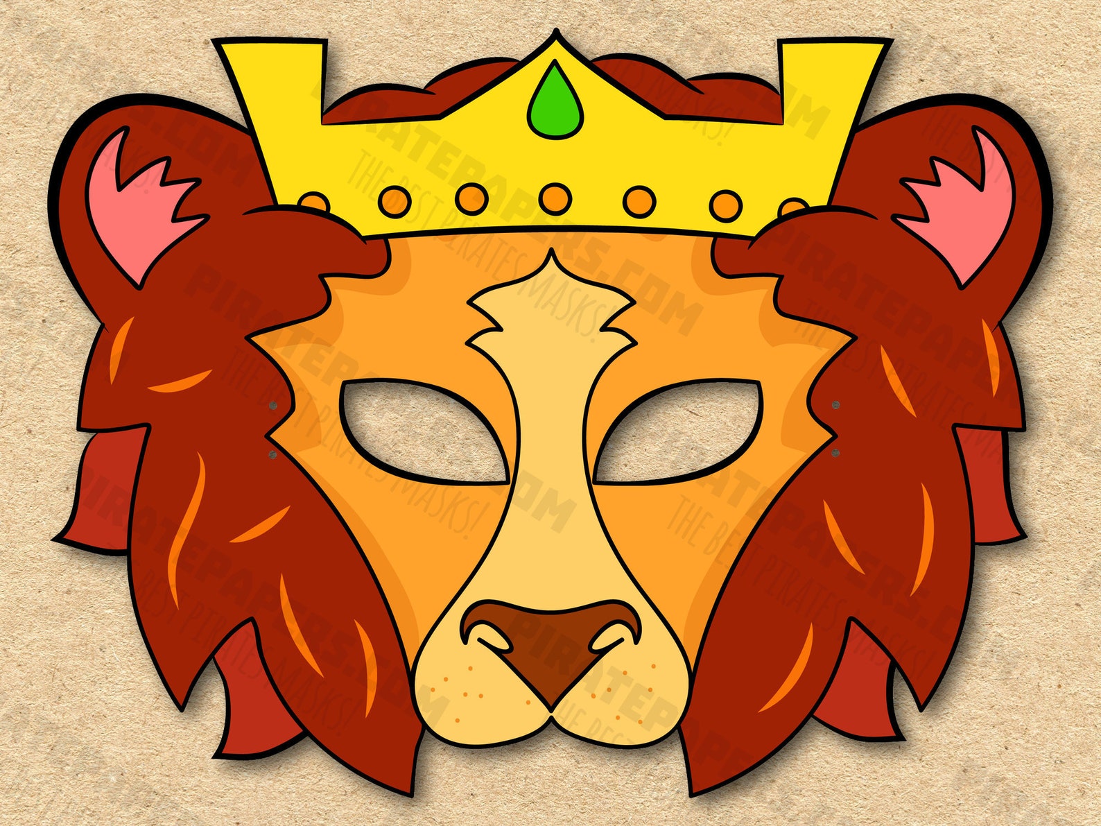 Lion King Mask Printable, Paper DIY for Kids and Adults. PDF Template
