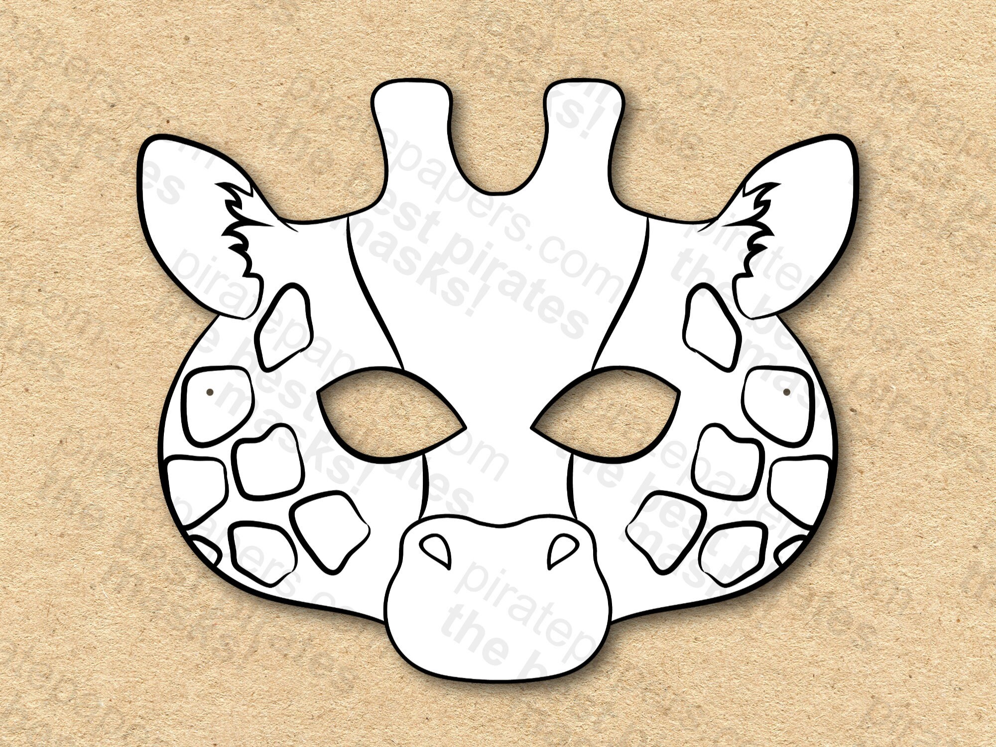 Giraffe Mask Printable Coloring Paper DIY for Kids and Etsy