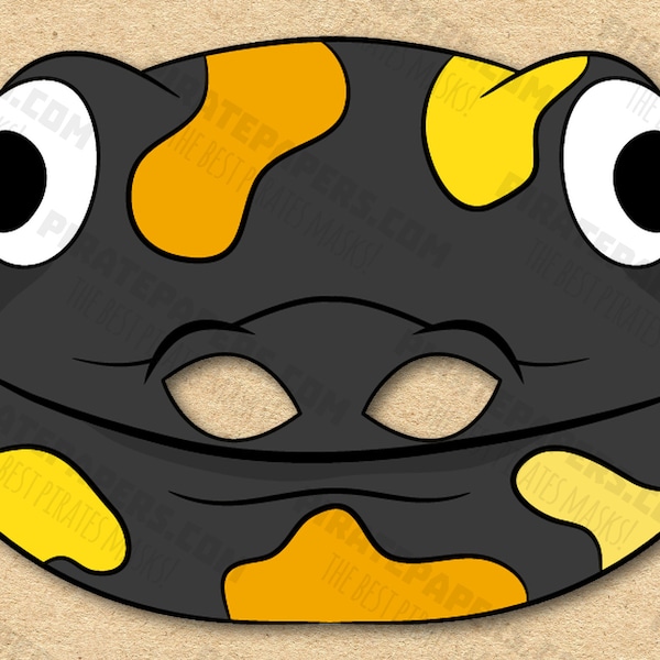 Salamander Maske zum ausdrucken, Papier DIY für Kinder und Erwachsene. PDF Vorlage. Sofort Download. Für Geburtstage, Halloween, Party, Kostüme.