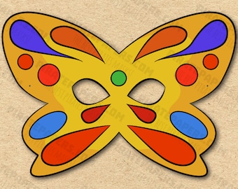 Butterfly Mask Printable, Paper DIY For Kids And Adults. PDF Template. Instant Download. For Birthdays, Halloween, Party, Costumes.