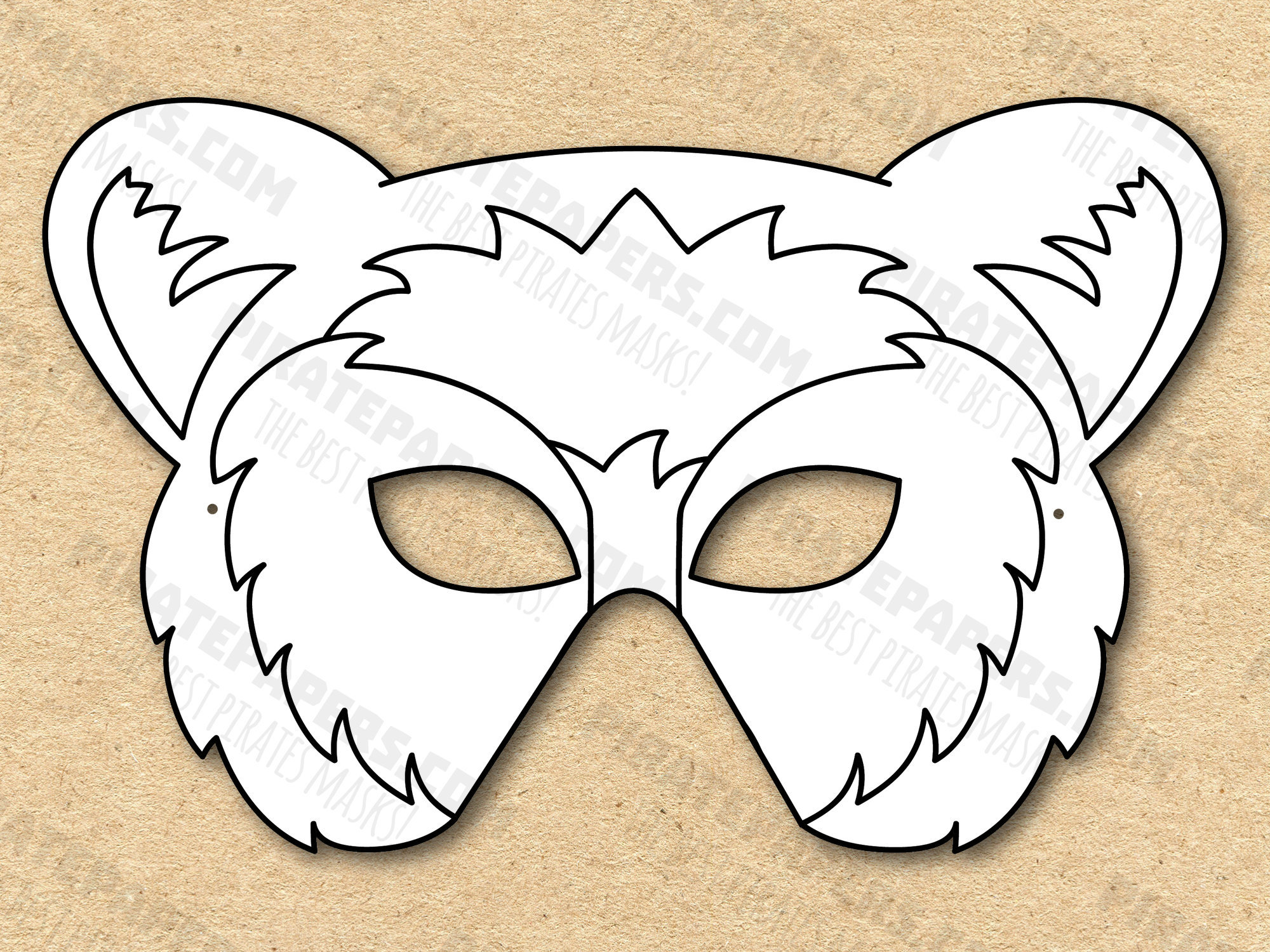 Bear Mask Printable Coloring, Paper DIY for Kids and Adults. PDF Template. Instant Download. for ...