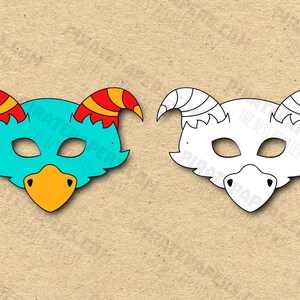 Monster #4 Masks Printable Color + Coloring, Paper DIY For Kids And Adults. PDF Template. Instant Download. For Birthdays, Halloween.