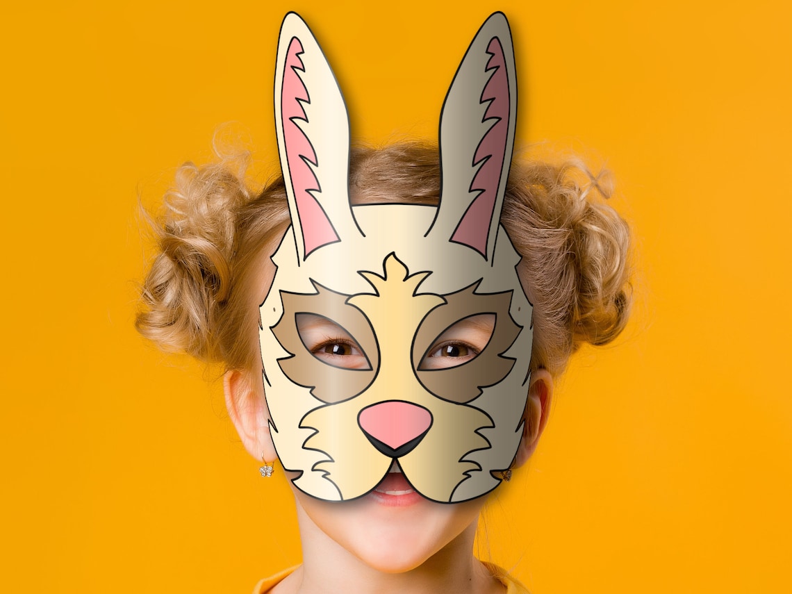 Bunny Mask Printable, Paper DIY for Kids and Adults. PDF