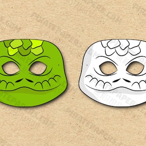 Lizard Masks Printable Color + Coloring, Paper DIY For Kids And Adults. PDF Template. Instant Download. For Birthdays, Halloween, Costumes.