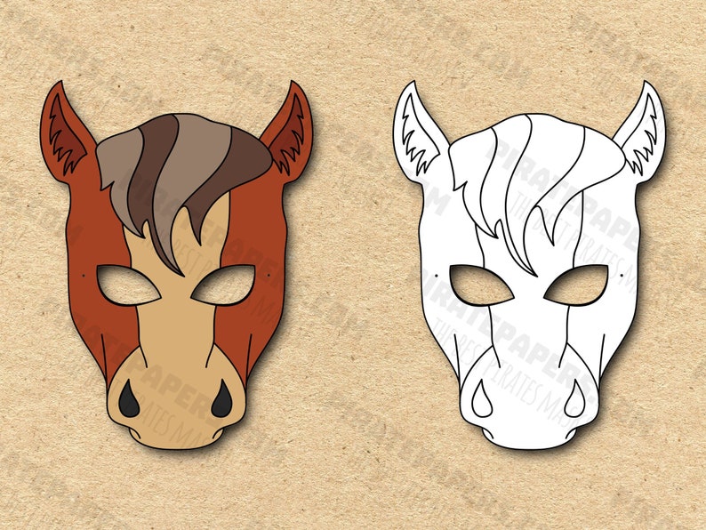 Horse Masks Printable Color   Coloring Paper DIY for Kids and Adults