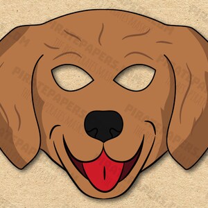 Dog Retriever Mask Printable Breed, Paper DIY For Kids And Adults. PDF Template. Instant Download. For Birthdays, Halloween, Party, Costumes