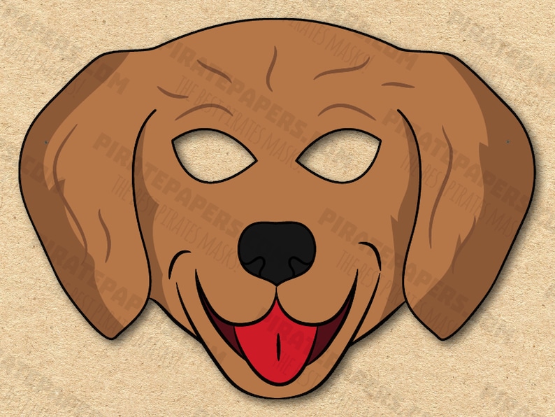 Dog Retriever Mask Printable Breed, Paper DIY For Kids And Adults. PDF Template. Instant Download. For Birthdays, Halloween, Party, Costumes image 1
