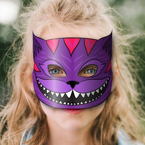 Cheshire Cat Mask Printable (alice in Wonderland), Paper DIY for Kids ...