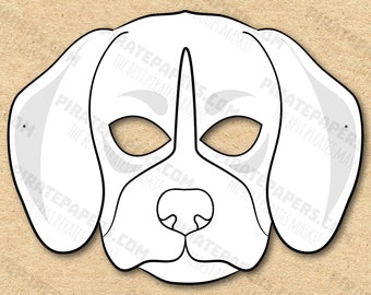 Dog Beagle Mask Printable Coloring Breed, Paper DIY For Kids And Adults. PDF Template. Instant Download. For Birthdays, Halloween, Party.