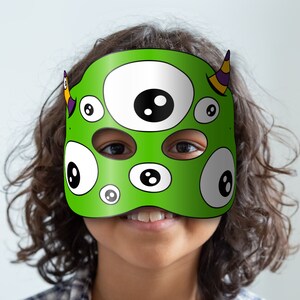Monster Masks Printable, Paper DIY For Kids And Adults. PDF Template. Instant Download. Halloween, Birthdays, Costumes. image 4