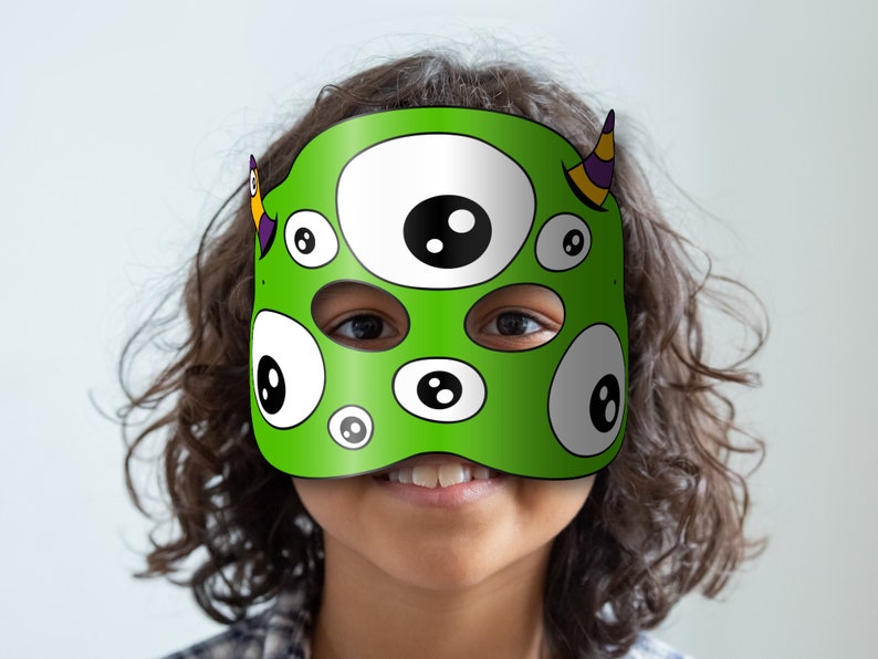 Monster Masks Printable, Paper DIY For Kids And Adults. PDF Template. Instant Download. Halloween, Birthdays, Costumes. image 4