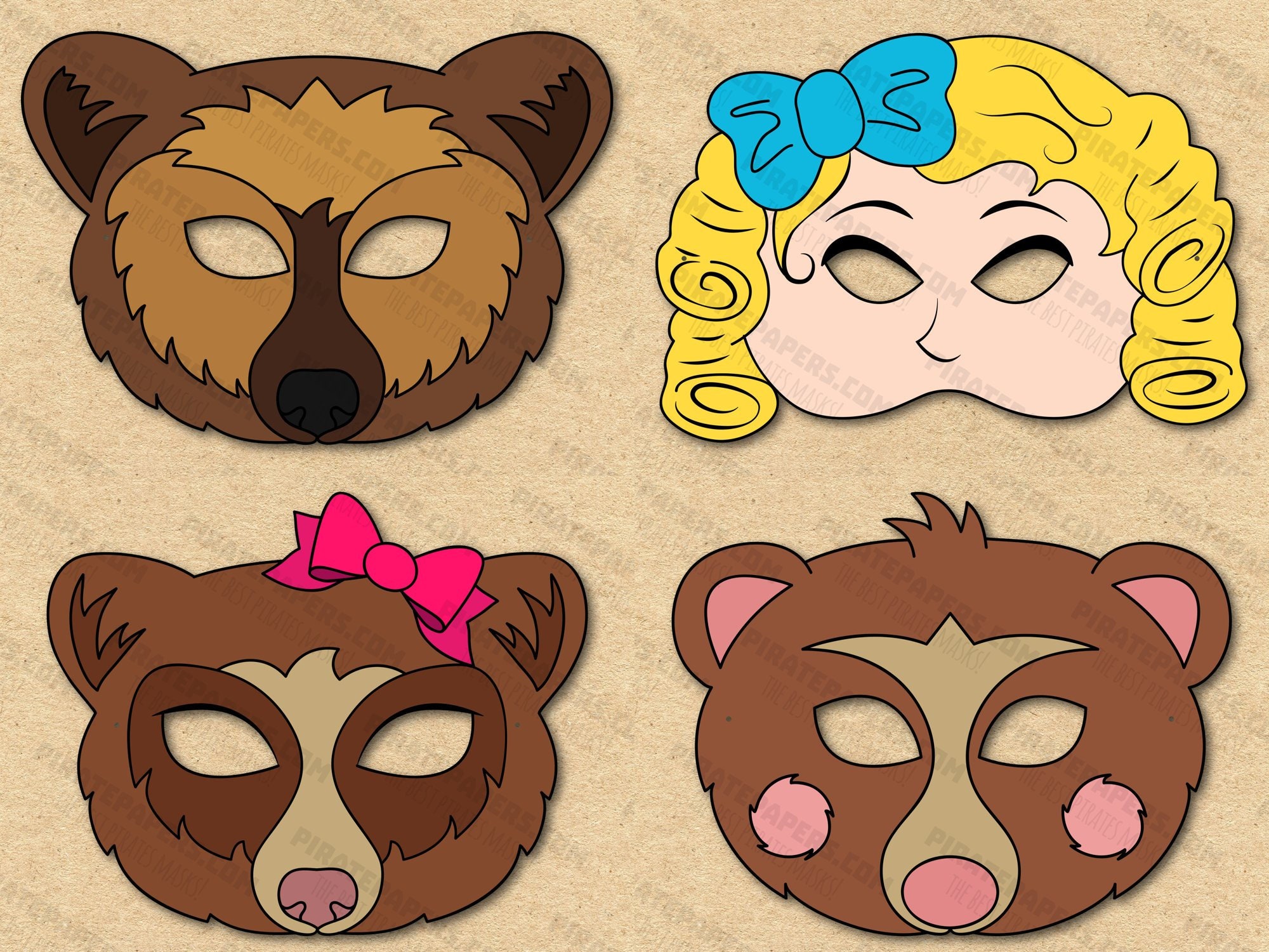 goldilocks-and-the-three-bears-masks-printable-papa-bear-mama-bear-little-bear-paper-diy-for-kids-and-adults-pdf-template-download-etsy