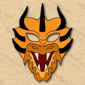 Evil Dragon Mask Printable, Paper DIY For Kids And Adults. PDF Template. Instant Download. For Birthdays, Halloween, Party, Costumes.